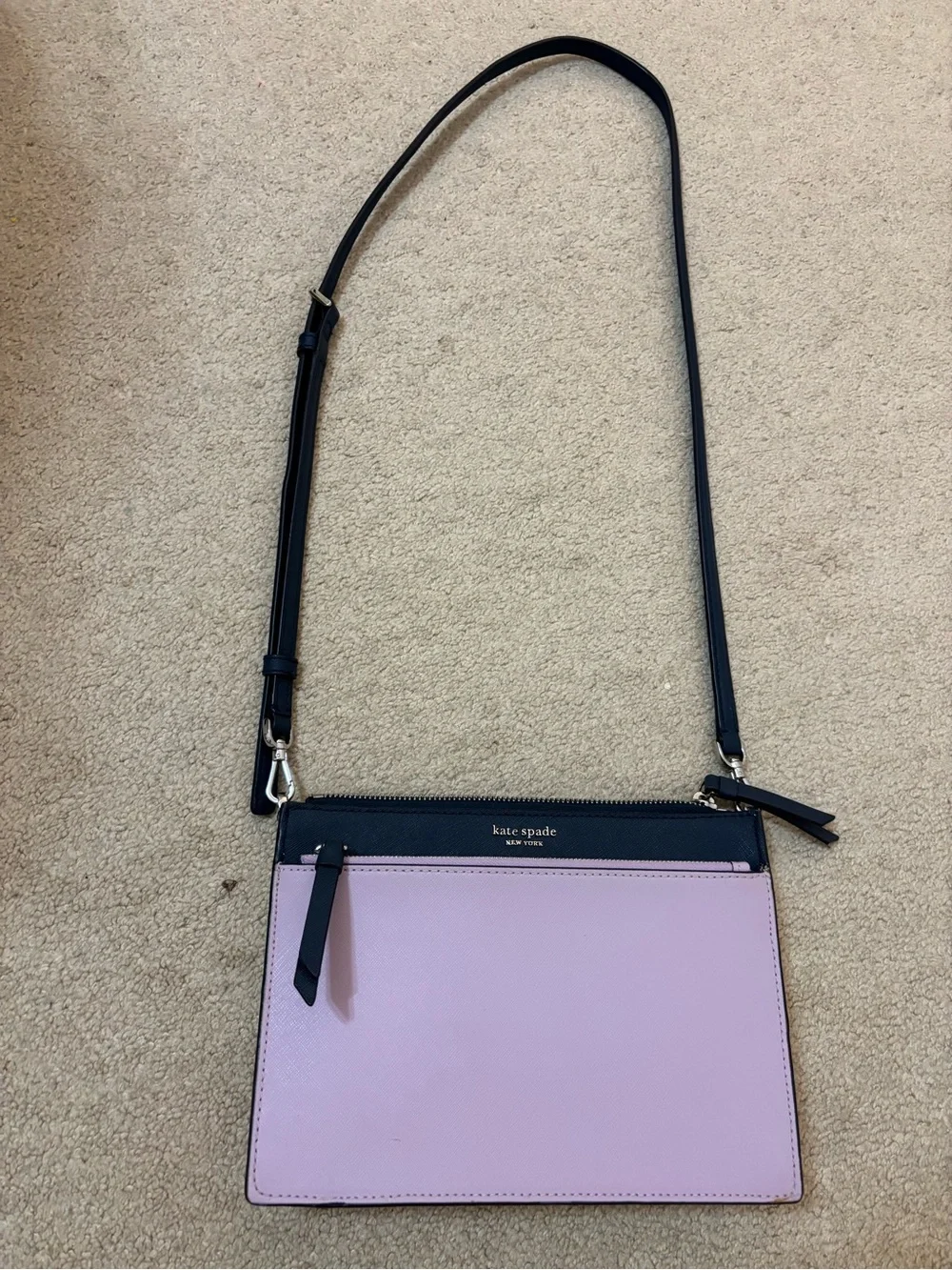 Kate Spade lilac and navy Leather Crossbody